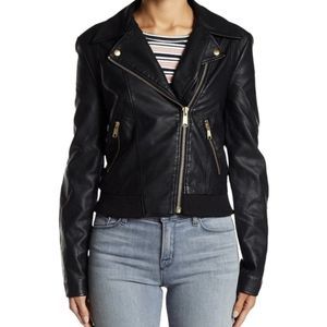 Free People Women's Rayon Faux Leather Moto Jacket Size S
